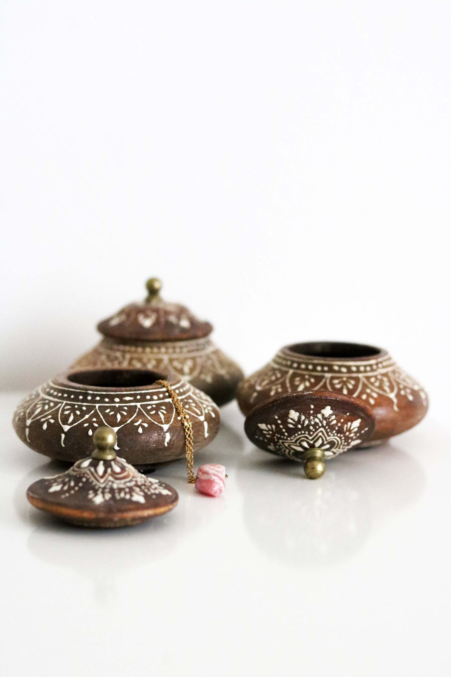 Trio Handpainted Trinket Pots