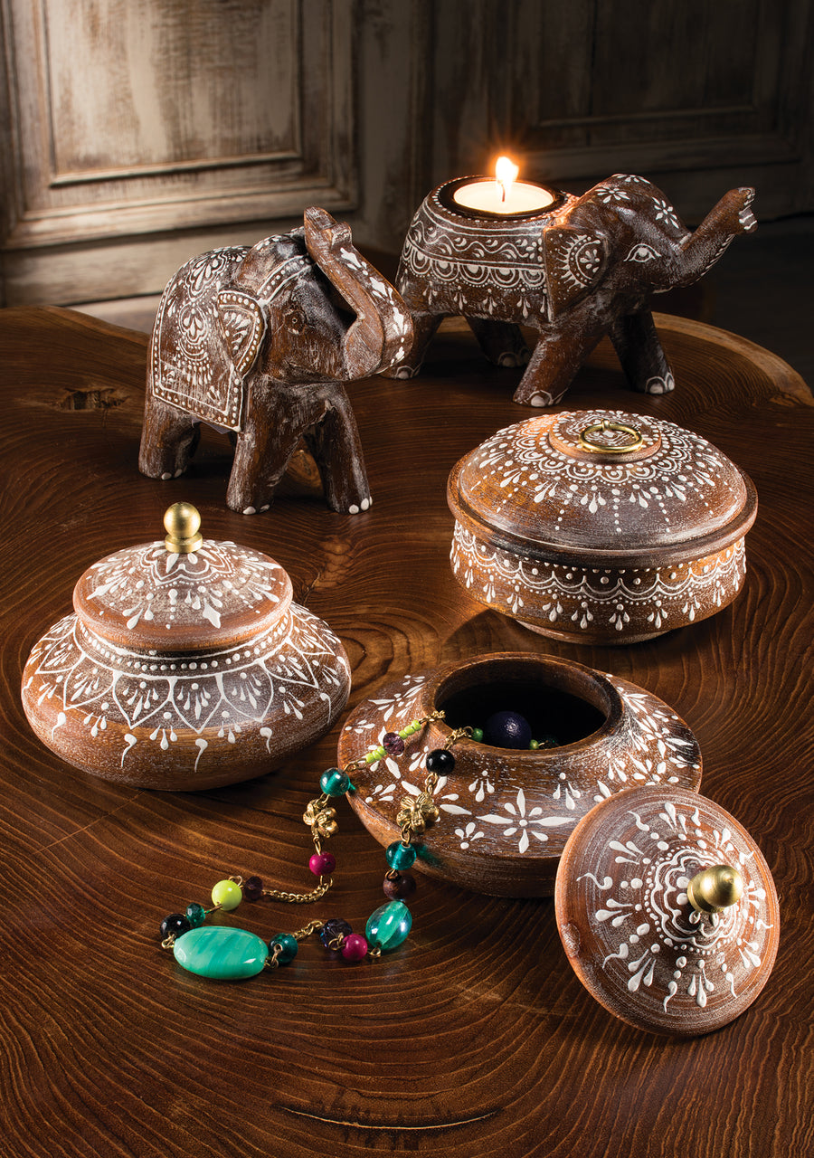 Trio Handpainted Trinket Pots