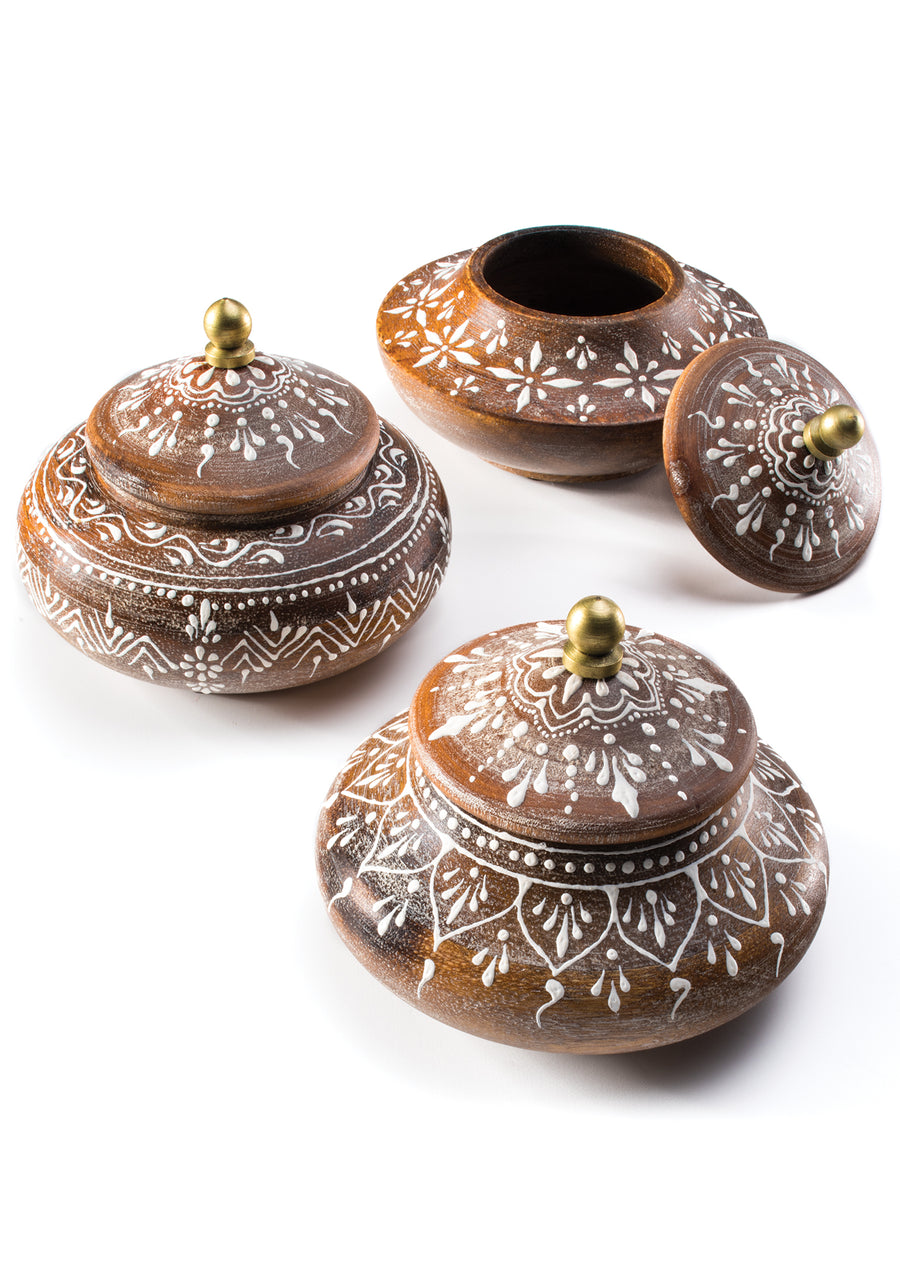 Trio Handpainted Trinket Pots
